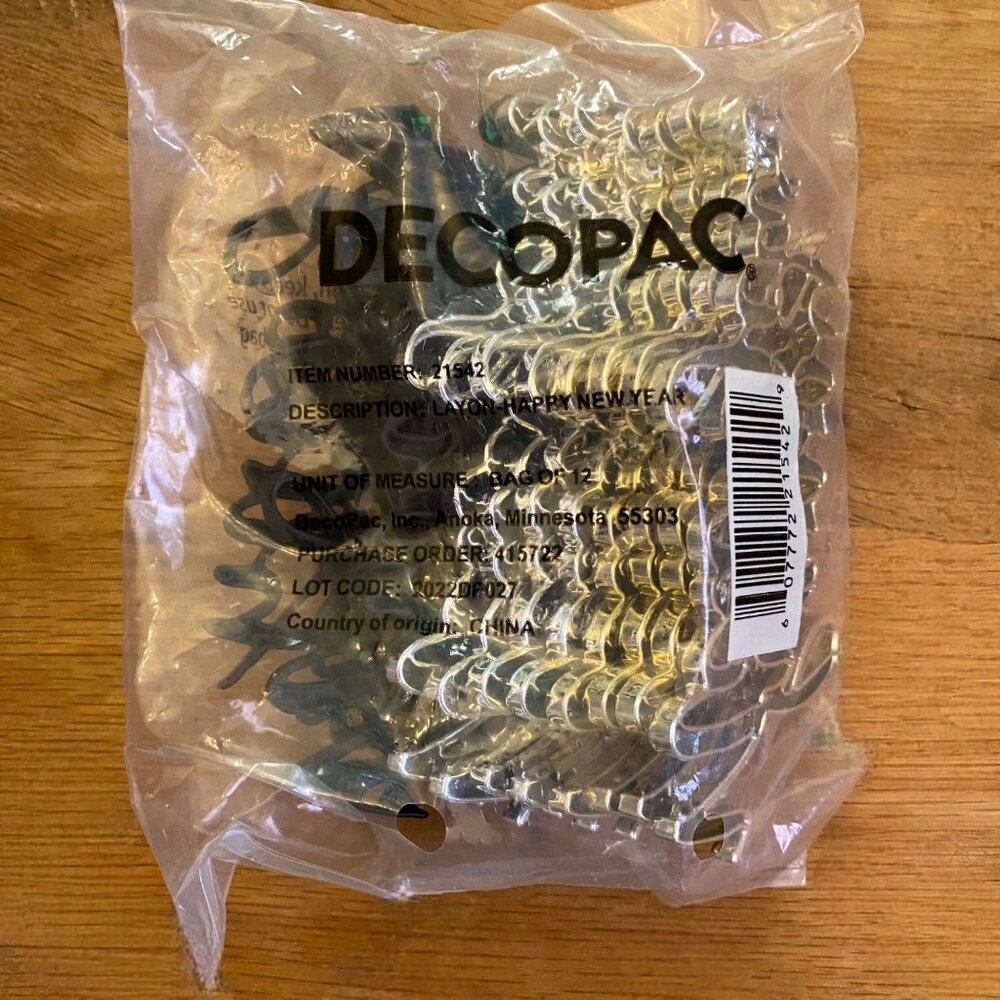 Decopac 21542 Layon Happy Year Cake Baking Decor 12 Pack Gold, Silver, Black